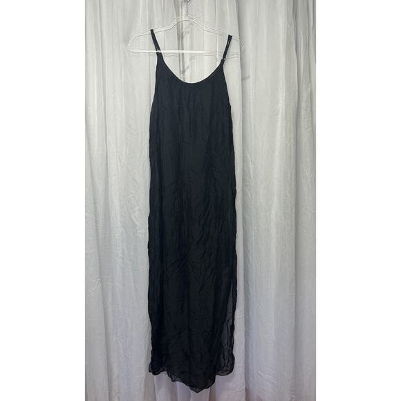 Scandal Italy Silk Blend Maxi Dress OS Boho Flowy Sleeveless Romantic Black Boho - Picture 10 of 13